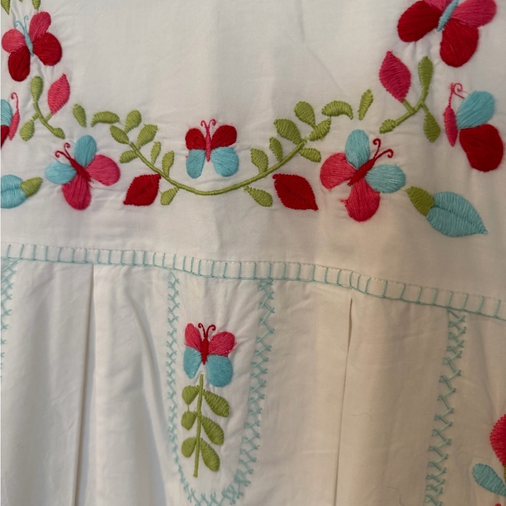 Garnet Hill Kids White dresses with floral Stitching - Picture 4 of 5
